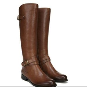 Naturalizer Brown‎ leather low heel Boots w buckle top&ankle sz 6M inside zipper